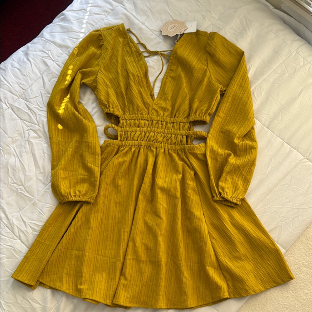 Indulge Mustard Long Sleeve Dress